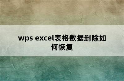 wps excel表格数据删除如何恢复
